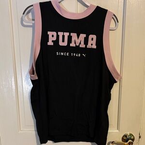 PUMA Women's Black and Light Pink Muscle Tee